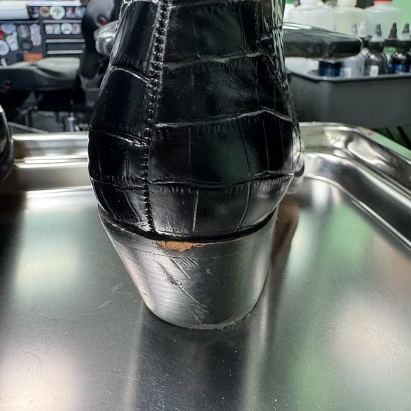 Black Croc-Embossed Ankle Boots - Picture 7 of 7